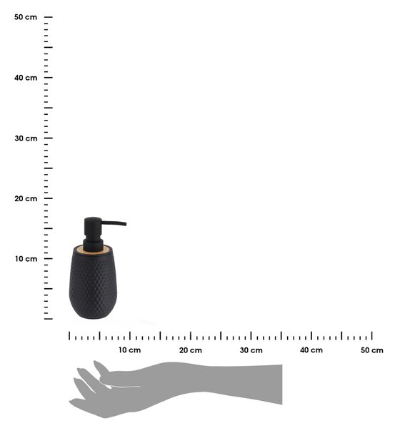 Dávkovač mýdla Tova, černá/s dřevěnými prvky, 280 ml
