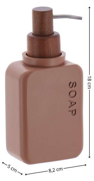 Dávkovač mýdla Salva, hnědá/s dřevěnými prvky, 300 ml
