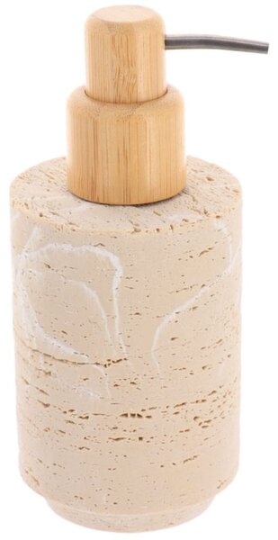 Dávkovač mýdla Arva, krémová/s dřevěnými prvky, 400 ml