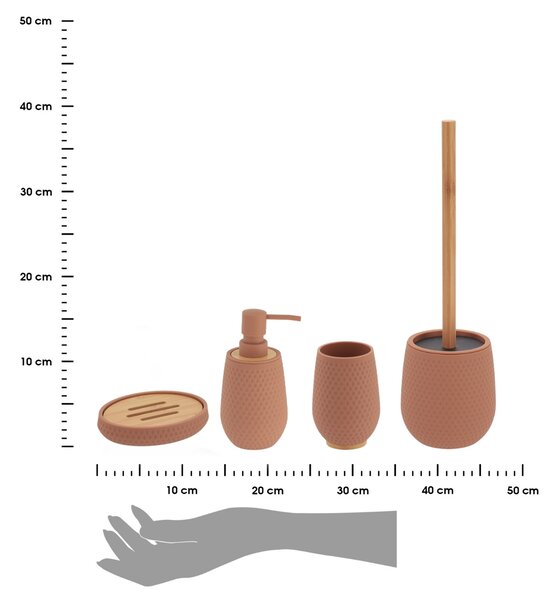 Sada koupelnových doplňků Tova, cappuccino/s dřevěnými prvky