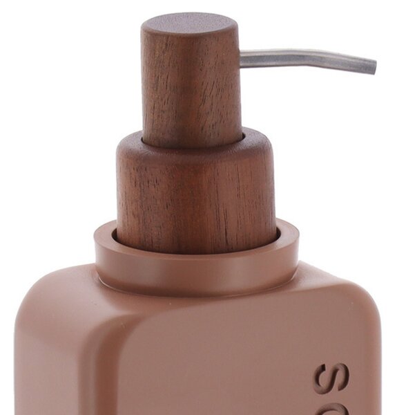 Dávkovač mýdla Salva, hnědá/s dřevěnými prvky, 300 ml