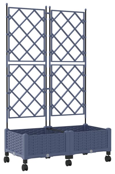 Zahradní truhlík s treláží a koly 2 ks Šedá 80 x 40 x 131,5 cm