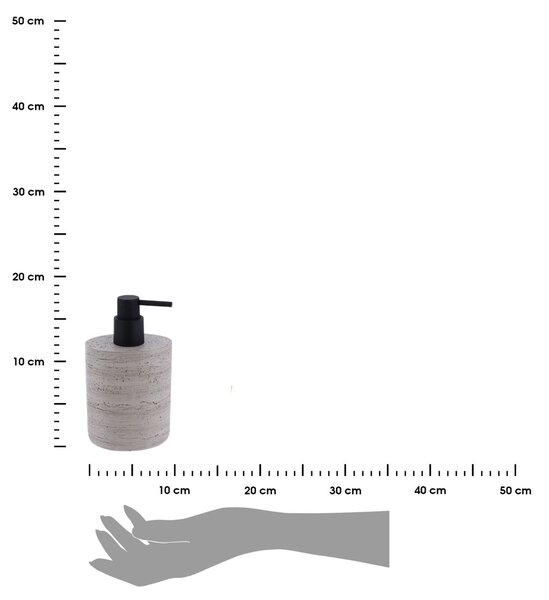 Dávkovač mýdla Soro, šedá imitace betonu/s černými prvky, 380 ml