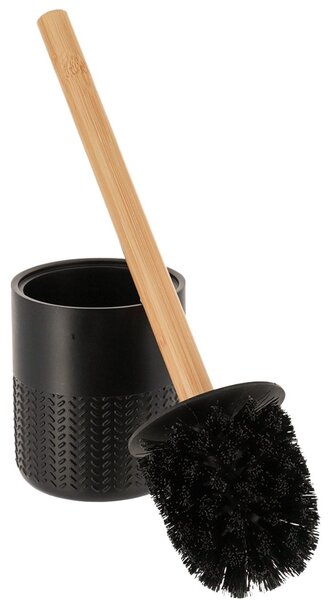 WC štětka Eira, černá/s dřevěnými prvky