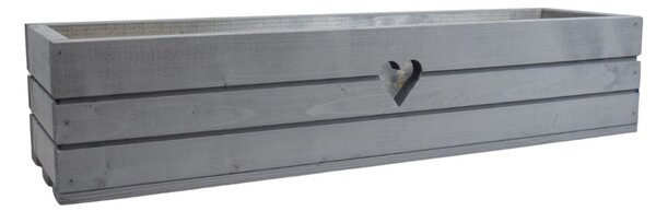 Dřevěný truhlík z masivu srdce - šedý 70 cm