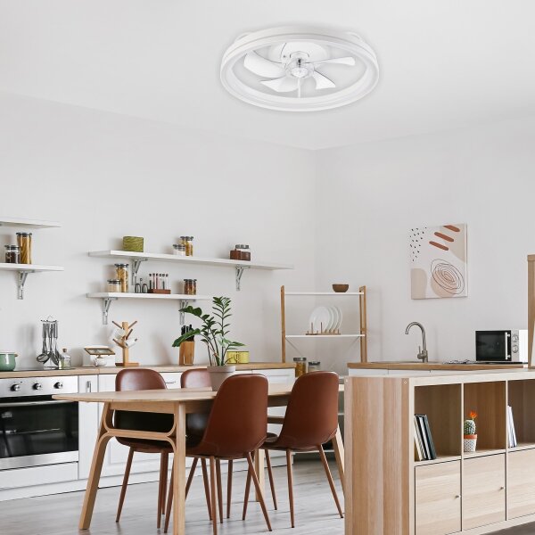 LED Stropní svítidlo s ventilátorem FARGO LED/37W/230V bílá + DO