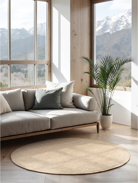 Krémový jutový kulatý koberec ø 160 cm Bouclé Jaipur – Hanse Home