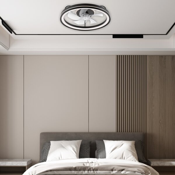 LED Stropní svítidlo s ventilátorem FARGO LED/37W/230V černá + DO