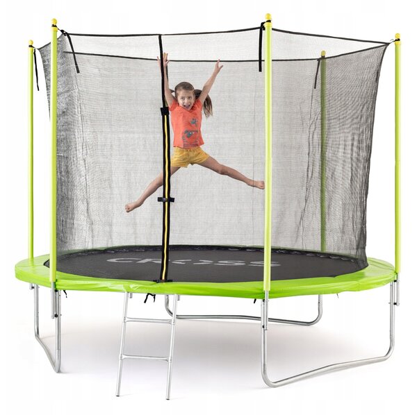 Trampolína CROSS se sítí, zeleno-černá, 306 x 306 x 250 cm