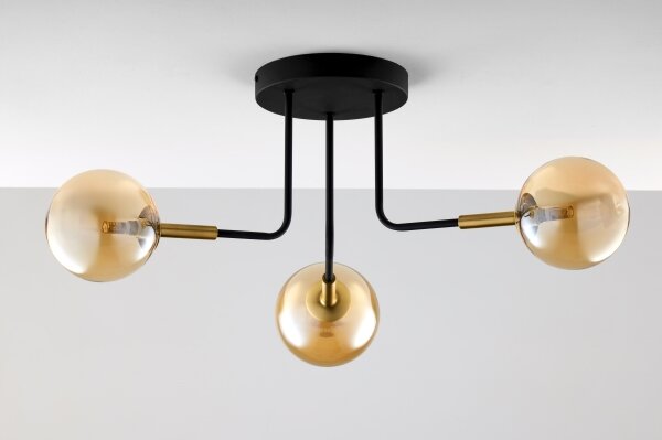 Jupiter 2037 - Lustr na tyči BURANO 3xG9/10W/230V černá/zlatá/béžová