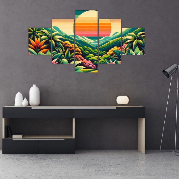 Obraz - Pestrobarevný západ slunce (125x70 cm)