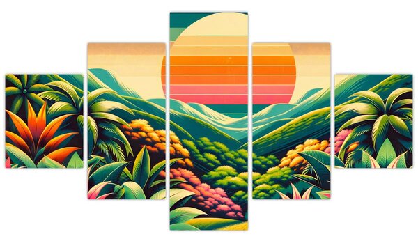 Obraz - Pestrobarevný západ slunce (125x70 cm)