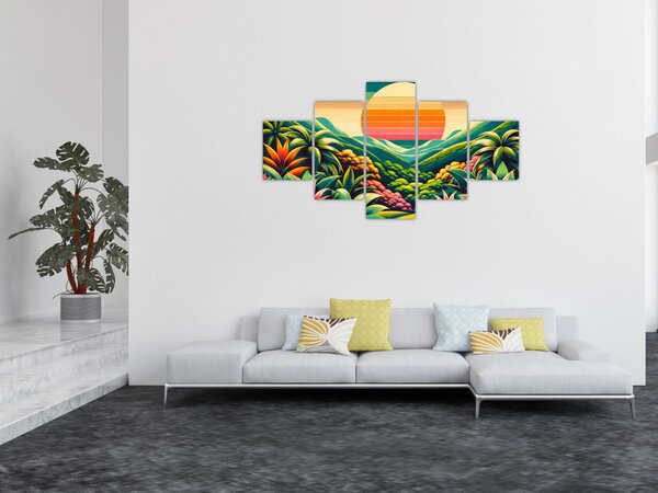 Obraz - Pestrobarevný západ slunce (125x70 cm)