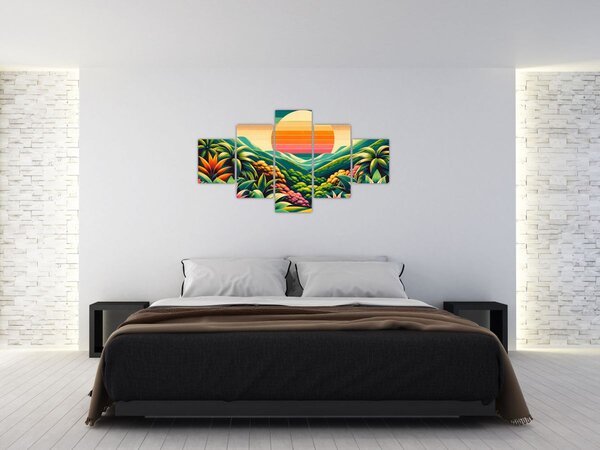 Obraz - Pestrobarevný západ slunce (125x70 cm)
