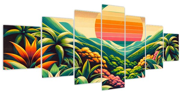 Obraz - Pestrobarevný západ slunce (210x100 cm)