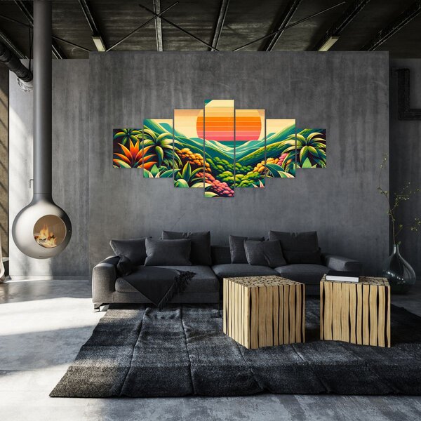 Obraz - Pestrobarevný západ slunce (210x100 cm)
