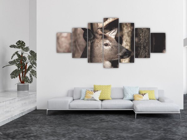 Obraz - Jelen v lese (210x100 cm)