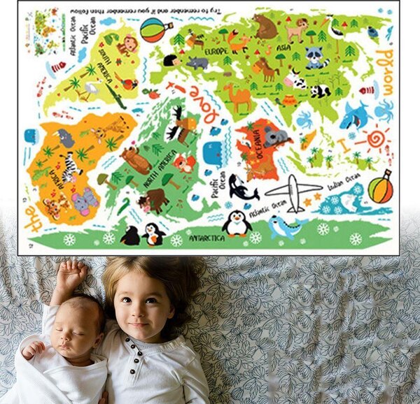 4Leaders Samolepka na zeď dětská mapa světa 120×90 cm