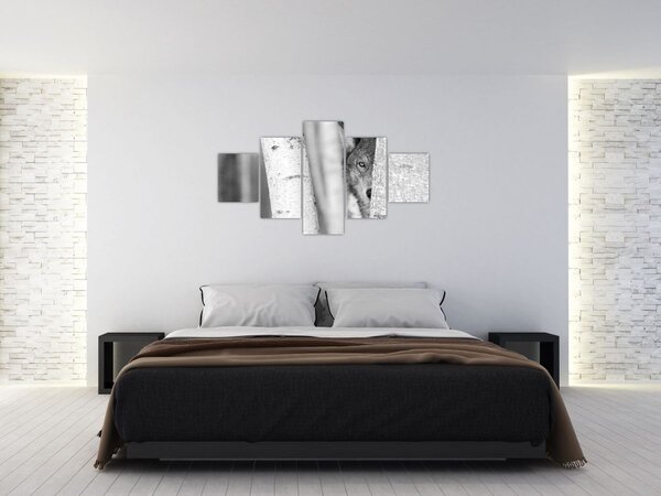 Obraz - Vlk v lese (125x70 cm)
