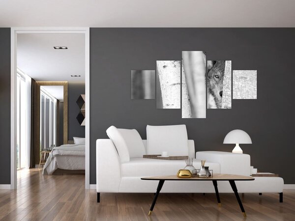 Obraz - Vlk v lese (125x70 cm)