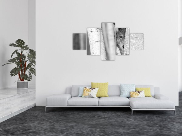 Obraz - Vlk v lese (125x70 cm)