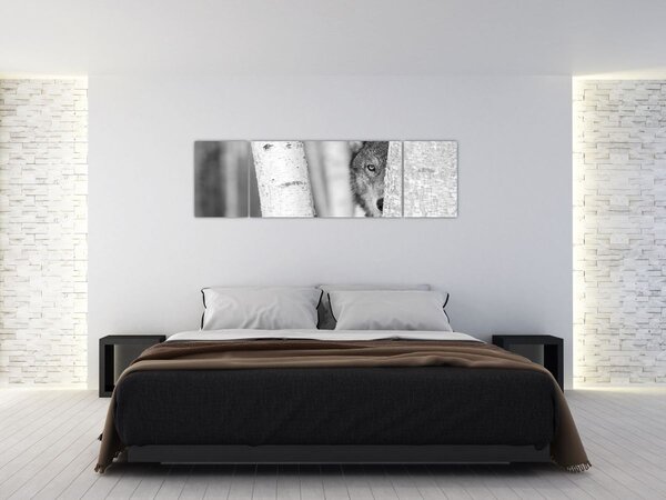 Obraz - Vlk v lese (170x50 cm)