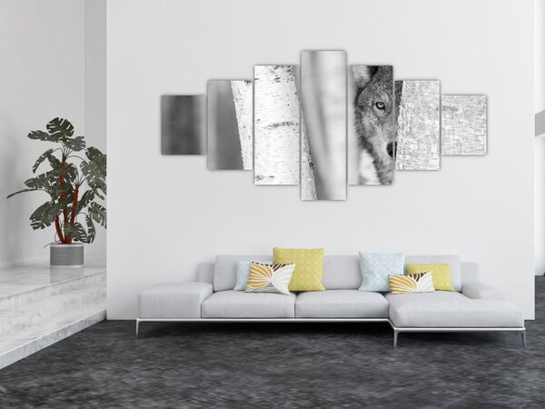 Obraz - Vlk v lese (210x100 cm)