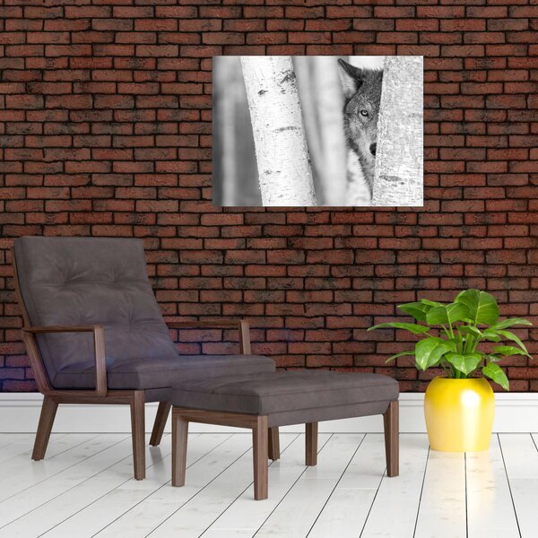 Obraz - Vlk v lese (70x50 cm)