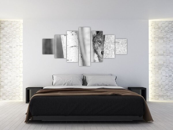 Obraz - Vlk v lese (210x100 cm)