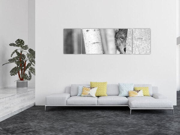 Obraz - Vlk v lese (170x50 cm)