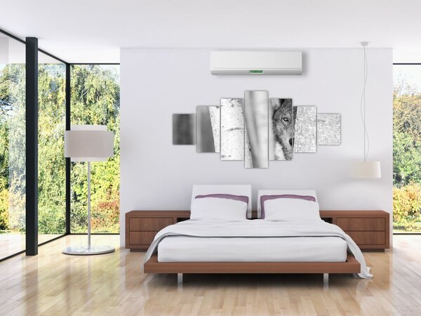 Obraz - Vlk v lese (210x100 cm)