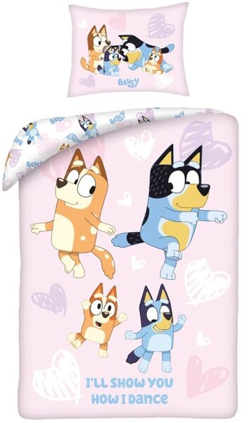 Bavlněné ložní povlečení Bluey - motiv Taneční nálada - 100% bavlna - 70x90 cm + 140x200 cm