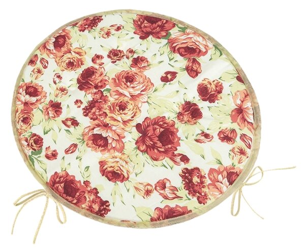 Bellatex Sedák BERTA kulatý hladký průměr 40 cm Pivoňka Růžová,Zelená