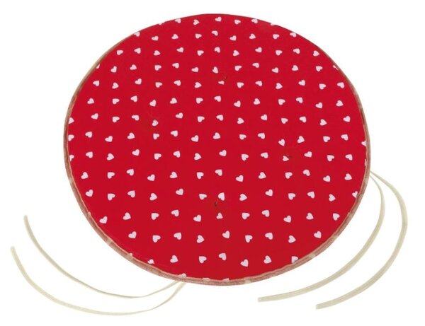Bellatex Sedák Adéla kulatý hladký průměr 40 cm Srdíčka Červená,Bílá