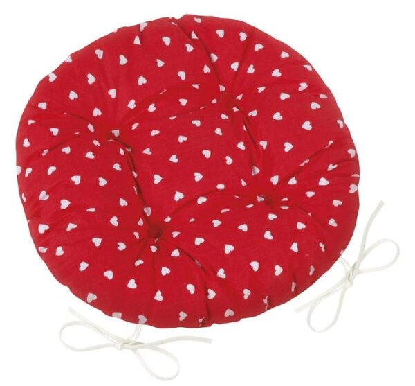 Bellatex Sedák Adéla prošívaný kulatý průměr 40 cm Srdíčka Červená,Bílá