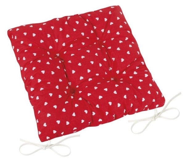 Bellatex Sedák Adéla prošívaný 40x40 cm Srdíčka Červená,Bílá