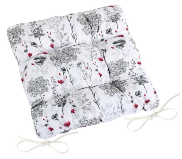 Bellatex Sedák DITA prošívaný 40x40 cm Větvička Šedá,Červená,Bílá
