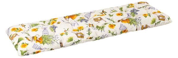 Bellatex Sedák na lavici prošívaný Levandule Fialová,Žlutá rozměr 40x120 cm