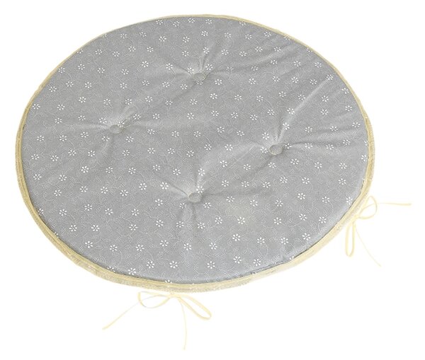 Bellatex Sedák Adéla kulatý hladký průměr 40 cm Pnoucí kvítek Šedá,Bílá
