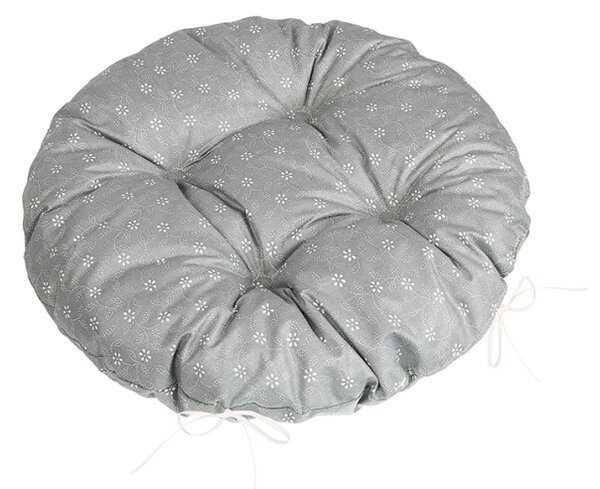 Bellatex Sedák Adéla prošívaný kulatý průměr 40 cm Pnoucí kvítek Šedá,Bílá