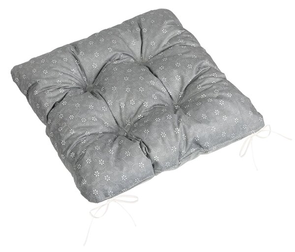 Bellatex Sedák Adéla prošívaný 40x40 cm Pnoucí kvítek Šedá,Bílá
