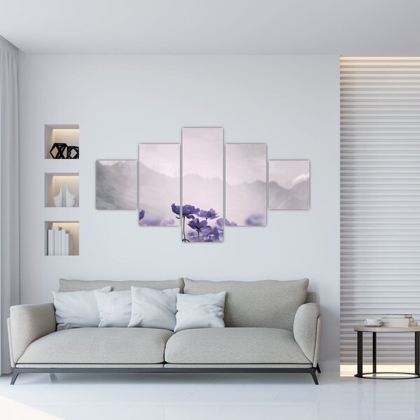 Obraz - Fialové květy v horách (125x70 cm)