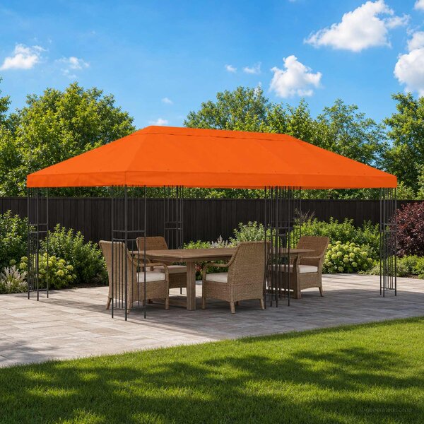 Zahradní altán 6 x 3 m Oranžová Polyester a ocel 190 gsm