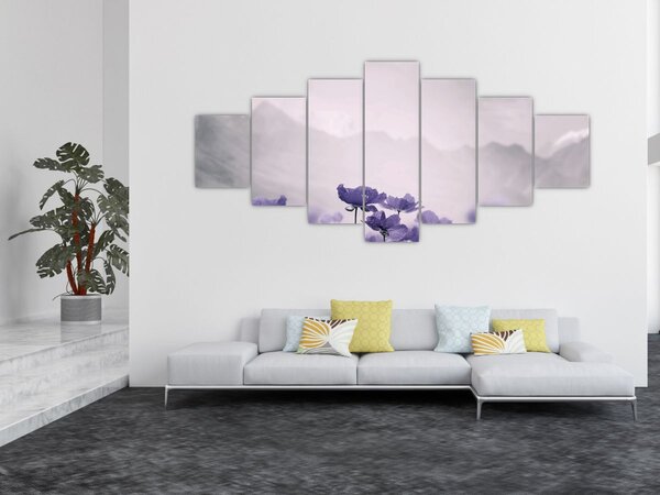 Obraz - Fialové květy v horách (210x100 cm)