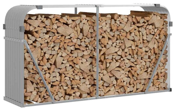 Stojan na dřevo světle šedý 180 x 45 x 100 cm pozinkovaná ocel