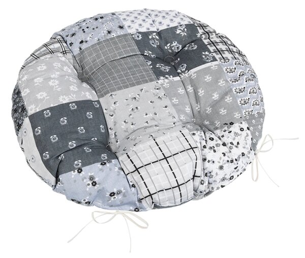 Bellatex Sedák Adéla prošívaný kulatý průměr 40 cm Patchwork Šedá