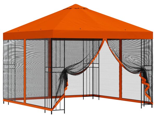 Zahradní altán se stěnami 3 x 3 m Oranžová Polyester a ocel