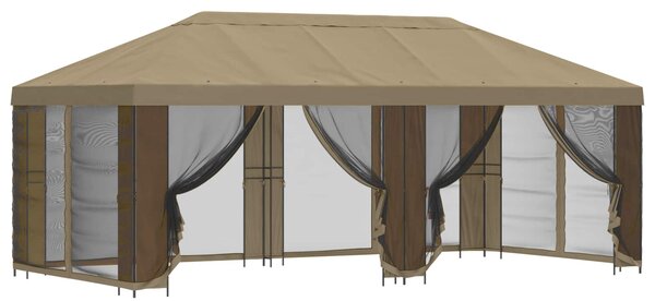 Zahradní altán se stěnami 6 x 3 m Béžová Polyester a ocel