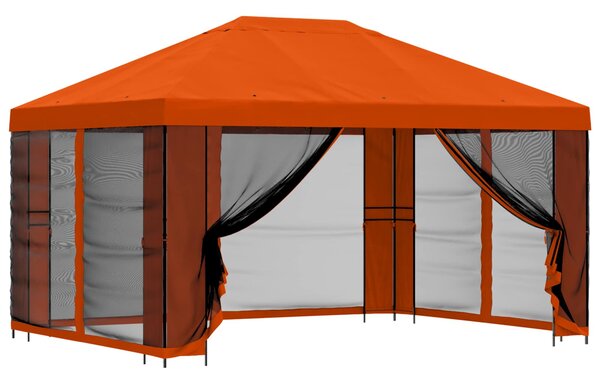 Zahradní altán se stěnami 4 × 3 m Oranžová Polyester a ocel