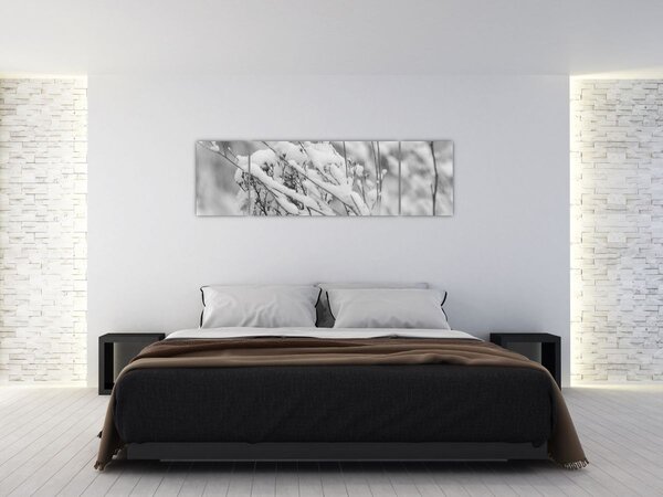 Obraz - Zasněžené větve (170x50 cm)